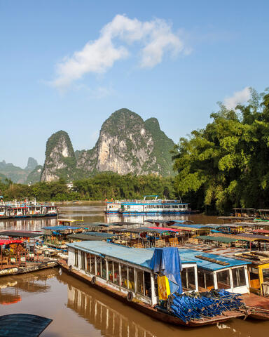 Boats on the Lijiang River