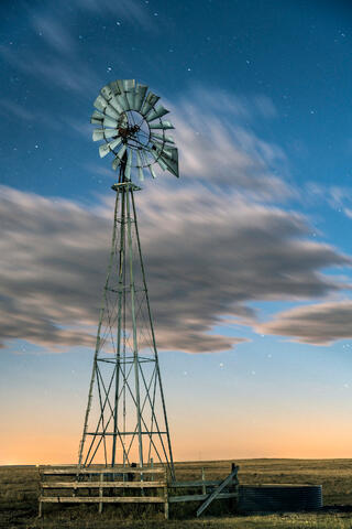 Pawnee Windmill at Night