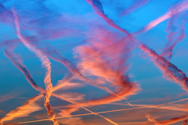 Contrails at Sunset