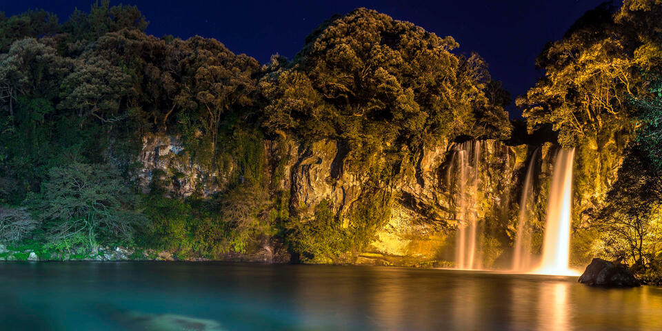 Cheonjiyeon Falls at Night