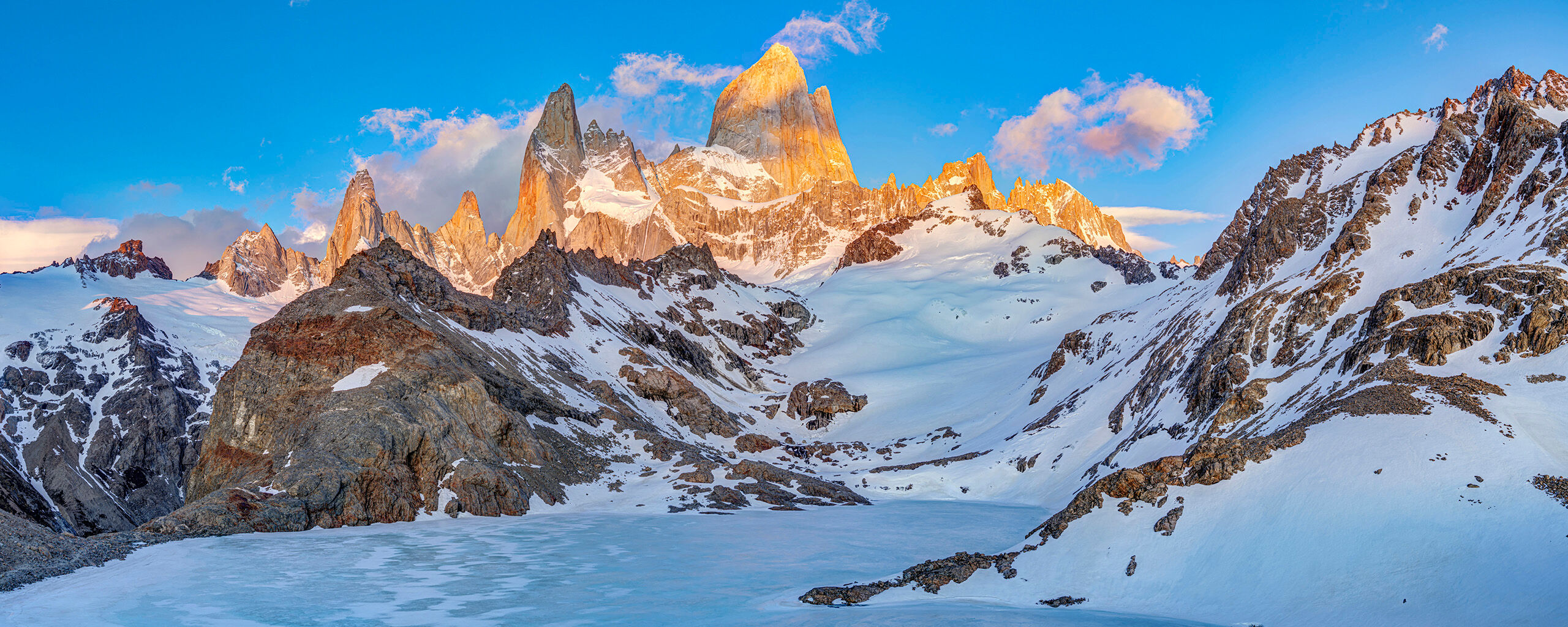 Fitz Roy Sunrise Panorama I spent roughly a month in Patagonia in January, 2020, and had an amazing time. Unfortunately, Fitz Roy (the mountain shown here...