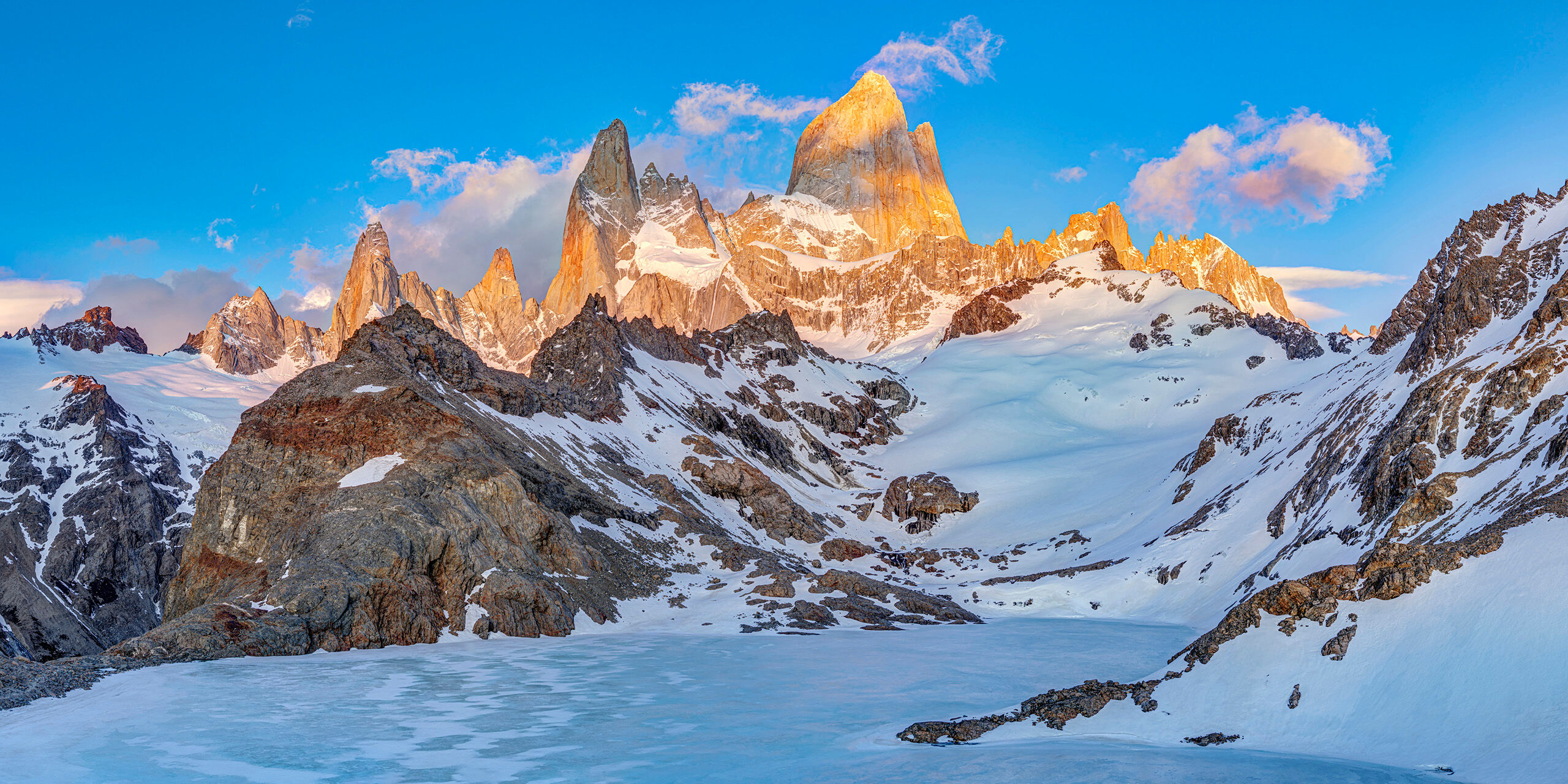 Fitz Roy Sunrise Wide I spent roughly a month in Patagonia in January, 2020, and had an amazing time. Unfortunately, Fitz Roy (the mountain shown here...