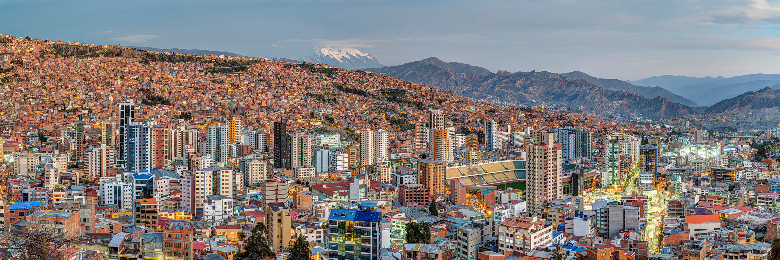La Paz Dusk Bolivia is a landlocked nation in northwest South America, and is made up of extraordinarily high mountains and desert in the...