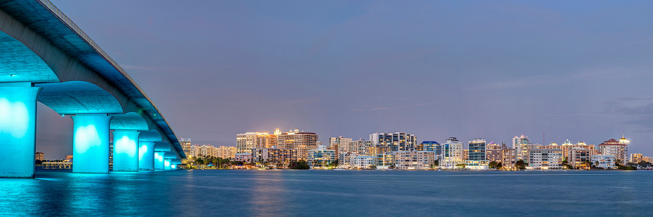 Dusk in Sarasota I've visited Sarasota many times, but it took me until early 2022 to finally get a skyline photo. Taken from West John Ringling...