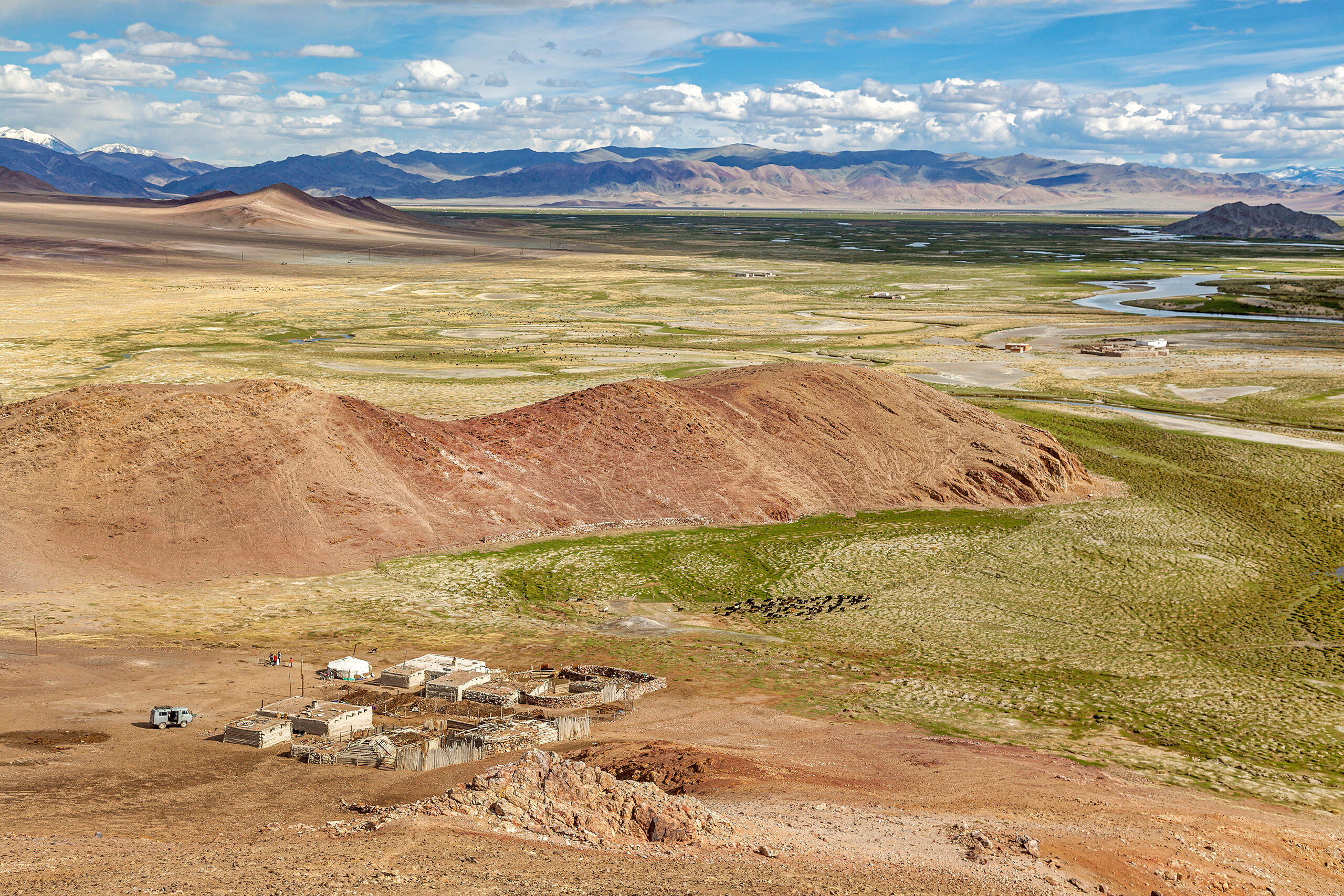 Home of the Eagle Master The complex in the lower left corner of this photo is the home and farm of Eagle Master Khairat Khan. I was lucky enough, along...
