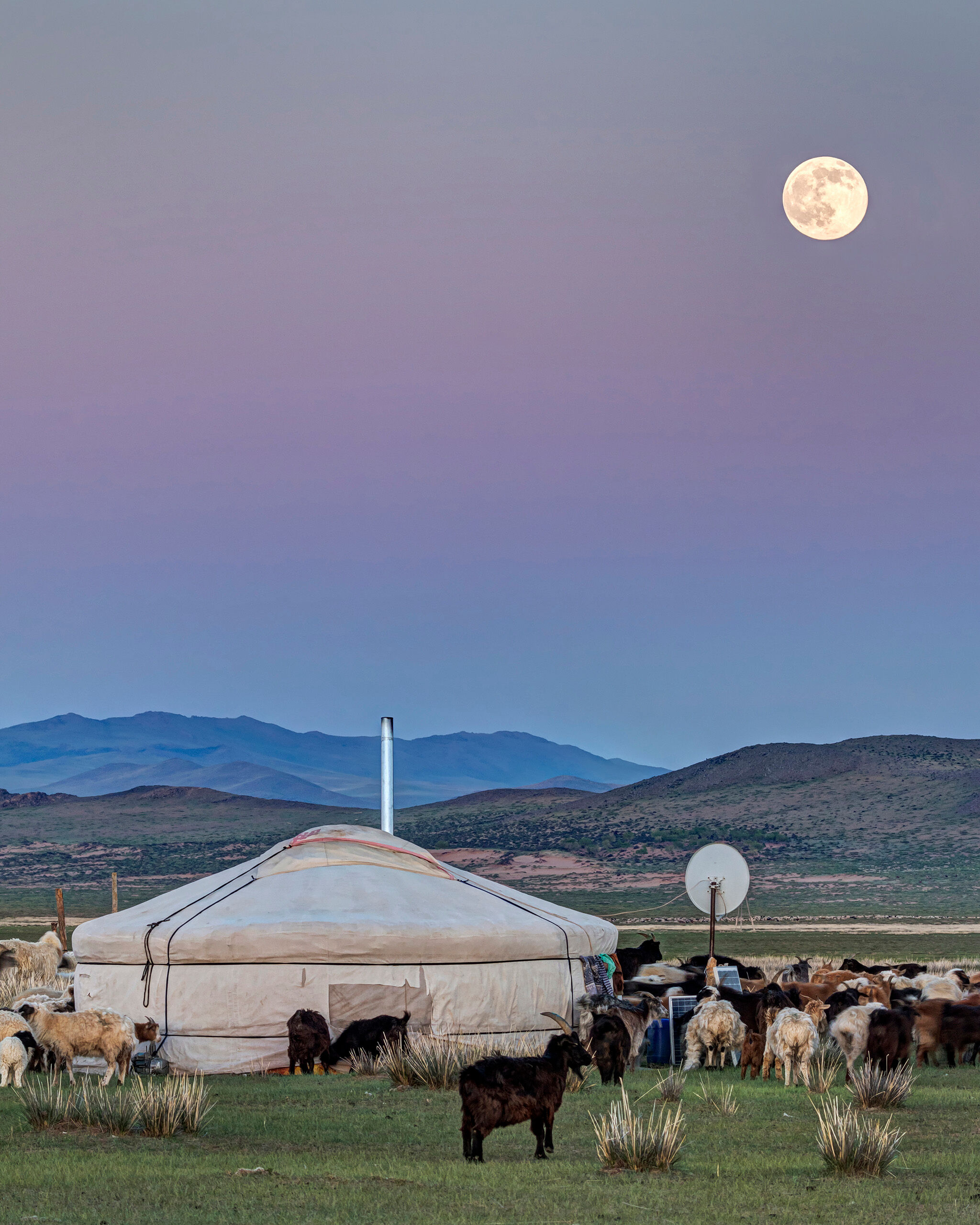 Nomad Moon I took this photo shortly after sunset on the second to last night of my 2015 trip to Mongolia. My last night was in the capitol...