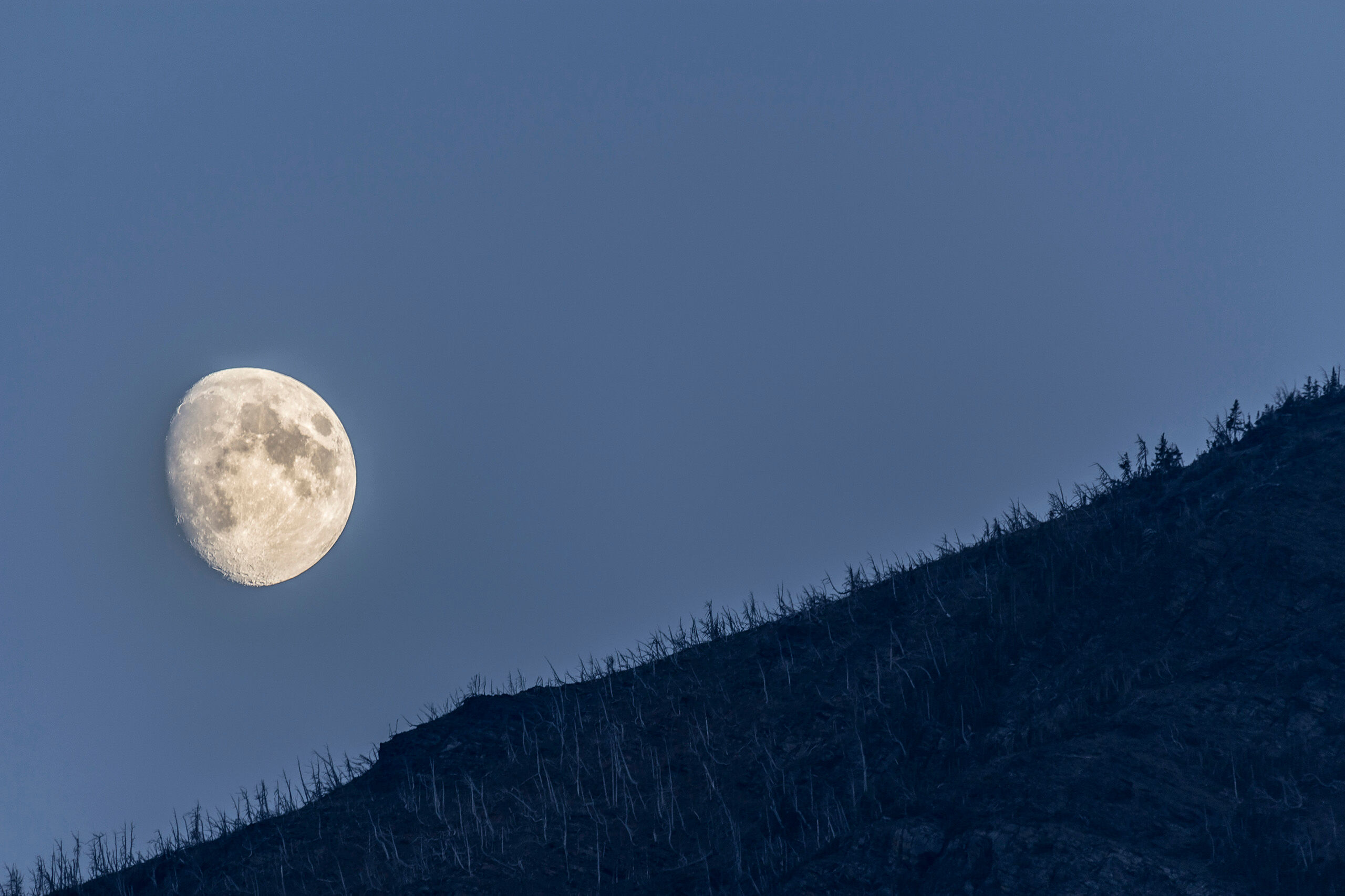 Moonlit Mountainside One evening, I went to St. Mary Lake, in Glacier National Park, Montana, at sunset, but didn't get any good shots of the lake...