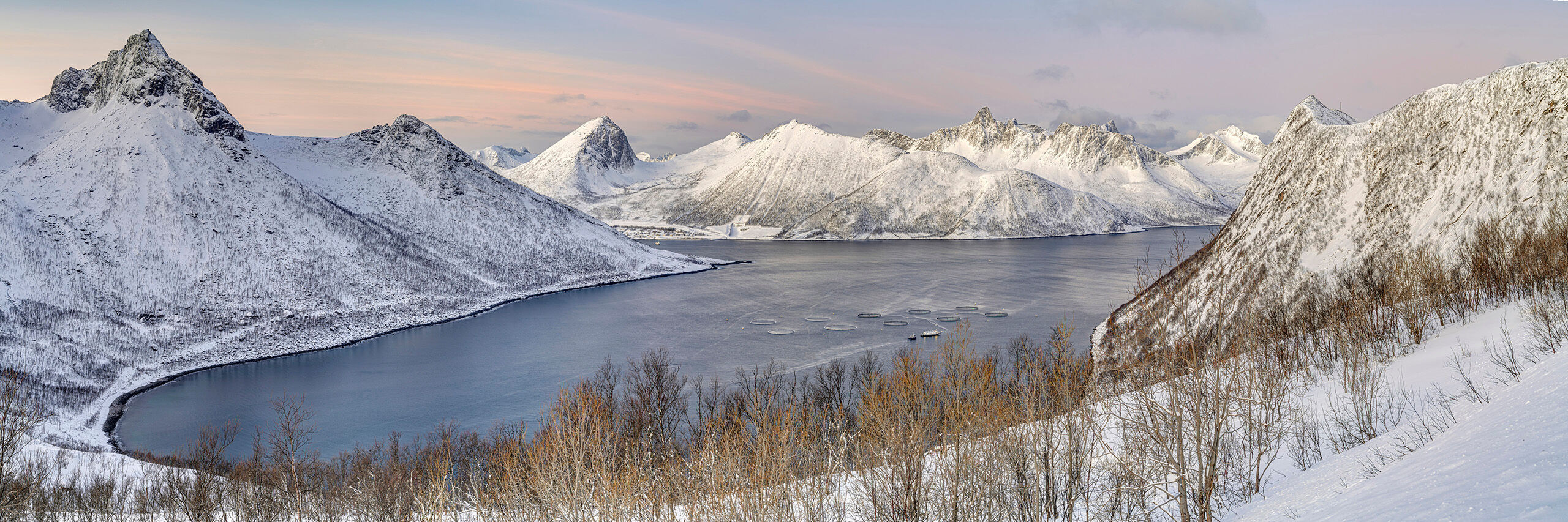 Sunrise in Senja Taken from the road to Husoy, Senja, Norway, and looking across the fjord to the aptly named village of Fjordgard, this was one...
