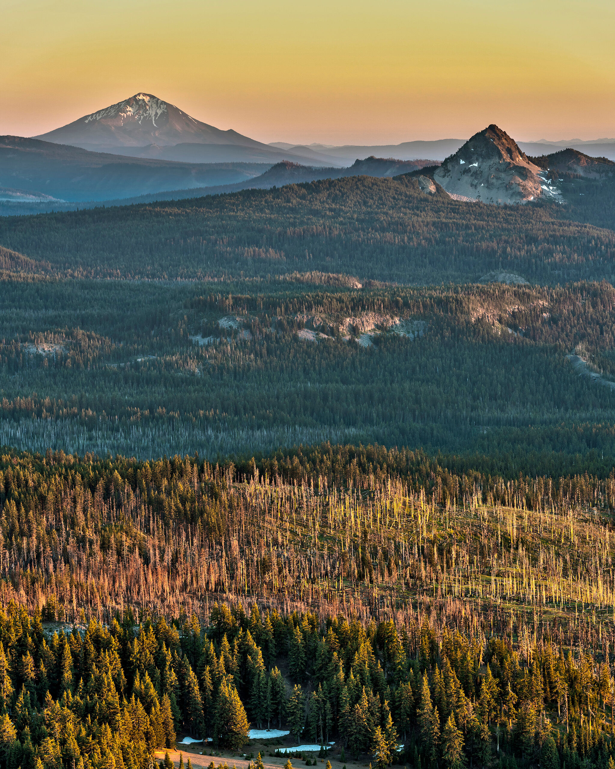 Mountains surrounding Crater Lake Shortly after photographing Crater Lake, itself, at sunset, I turned around and saw this wonderful view of some of the mountains...
