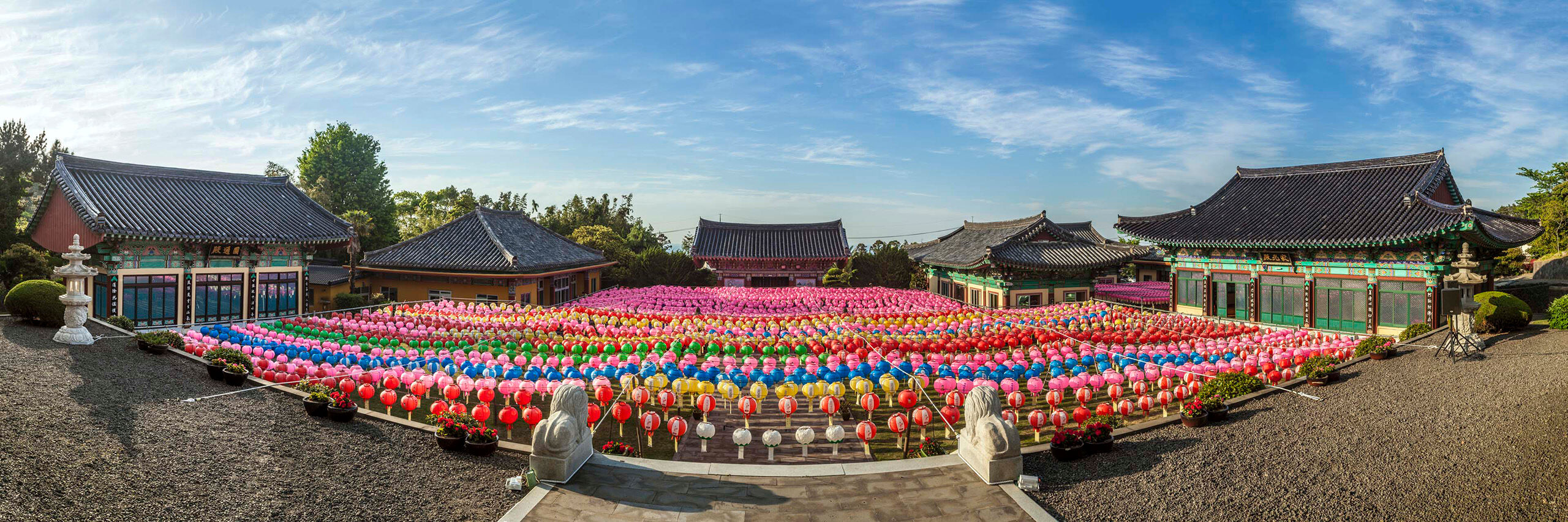 Buddha's Birthday 2014 at Geungnaksa Temple The entire courtyard of Geungnaksa Temple, on the South Korean island of Jeju, was decorated with a huge number of paper lanterns...