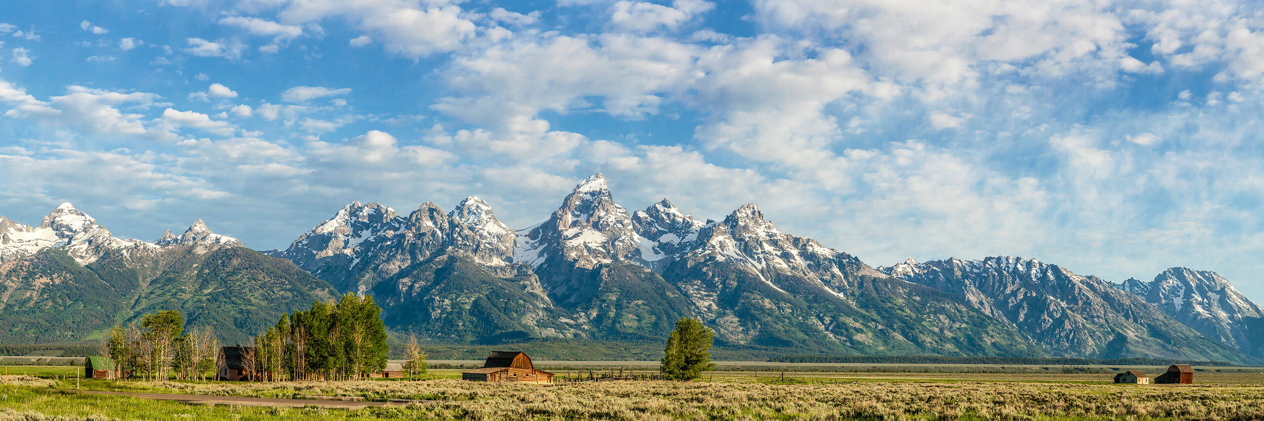 Mormon row The collection of farms visible here, beneath the majestic Teton Range, is called Mormon Row. This three-to-one (3:1) panorama...