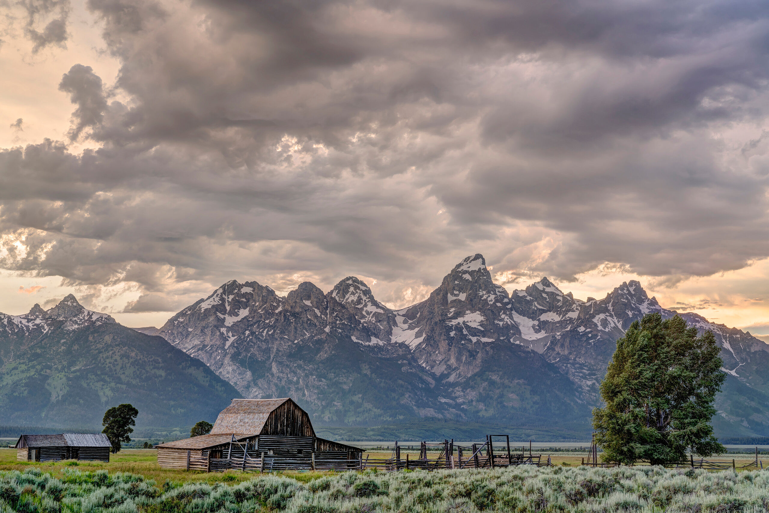 Stormy Skies at Mormon Row Here's yet another often photographed scene – Mormon Row, at the south end of Grand Teton National Park.